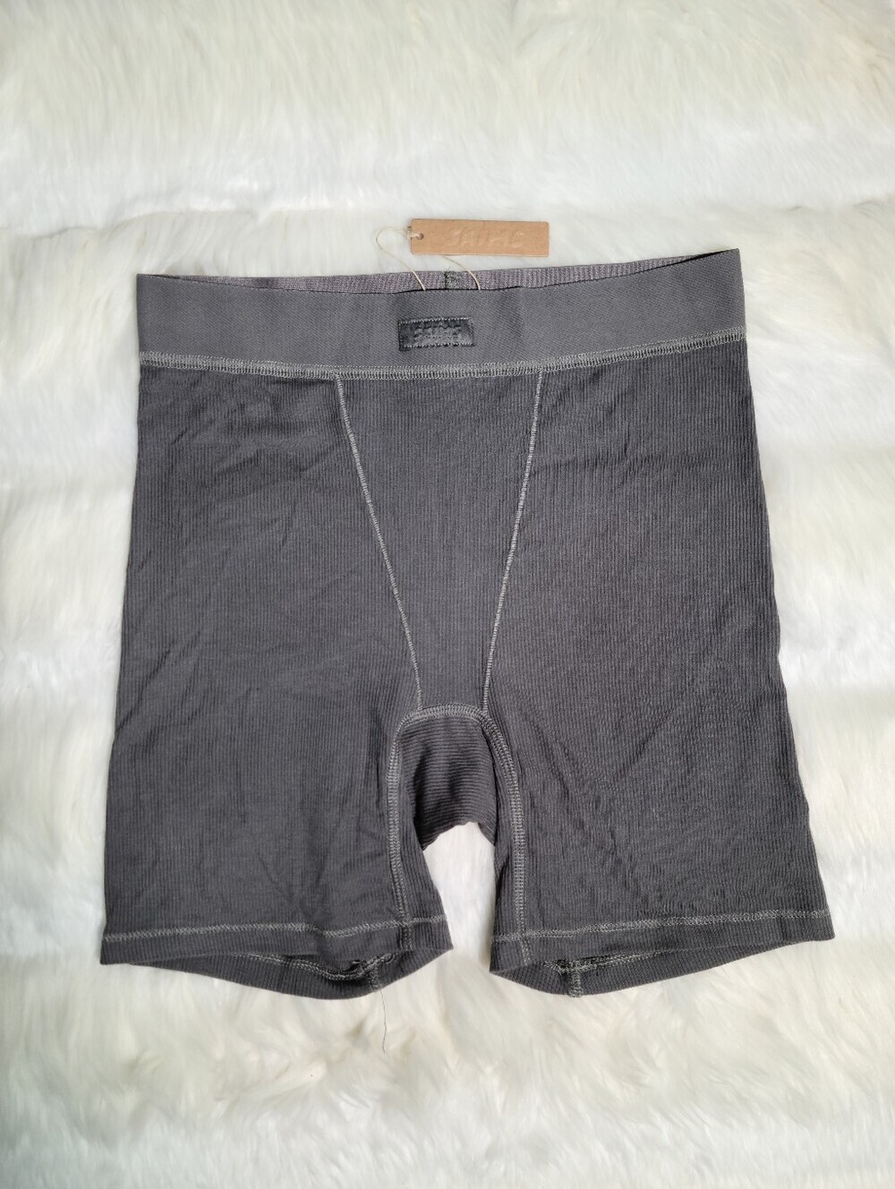 SKIMS Cotton Rib Boxer Short Grey Gunmetal Women Small NEW
